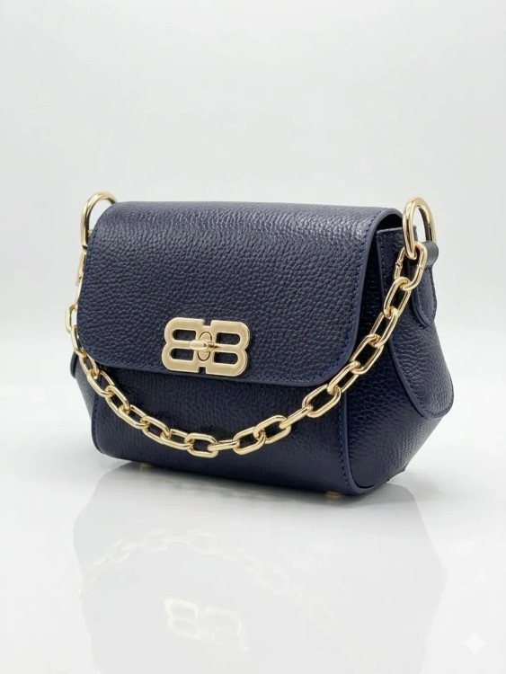 Premium black cow leather shoulder bag with Cartier chain