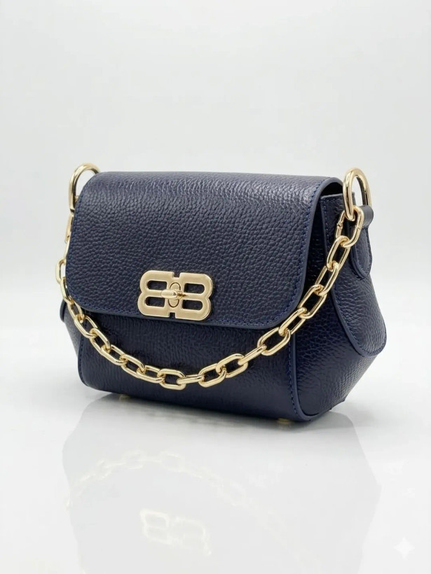 Premium black cow leather shoulder bag with Cartier chain