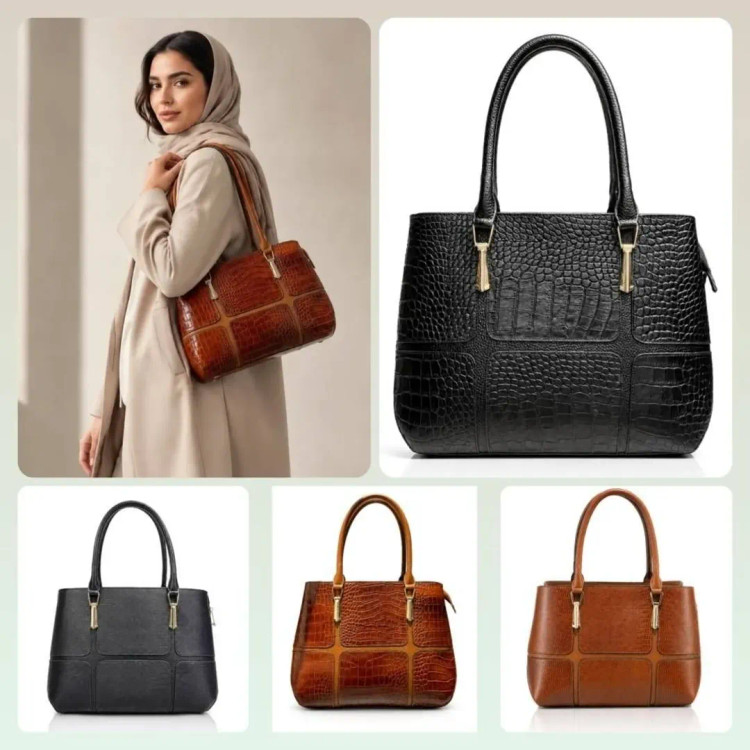 کیف زنانه مجلسی الگا چرم اعلای گاوی صنایع چرم شهرزاد