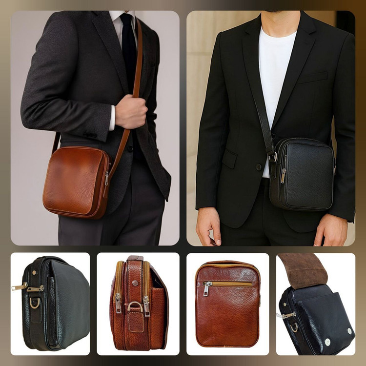 کیف دوشی مردانه چرم طبیعی